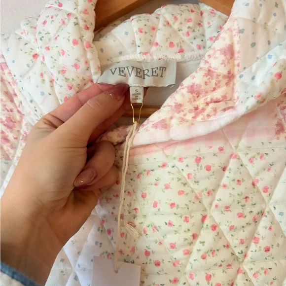 NWT Women's Quilted Patchwork Hoodie - Pastel Pink, Blue and Cream - Picture 5 of 11